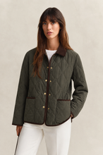 Load image into Gallery viewer, Gant Monogram Quilted Jacket in Dark Moss Green
