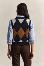 Load image into Gallery viewer, Gant Argyle V-Neck Vest in Evening Blue
