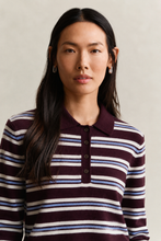 Load image into Gallery viewer, Gant Superfine Lambswool Striped Rugger in Darkened Wine
