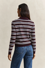 Load image into Gallery viewer, Gant Superfine Lambswool Striped Rugger in Darkened Wine
