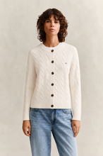 Load image into Gallery viewer, Gant Lambswool Cable Knit Cardigan in Cream
