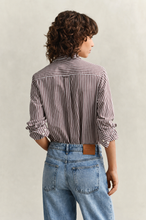Load image into Gallery viewer, Gant Classic Poplin Striped Shirt in Deep Brown
