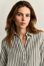 Load image into Gallery viewer, Gant Striped Classic Poplin Shirt in Country Green
