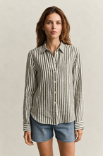 Load image into Gallery viewer, Gant Striped Classic Poplin Shirt in Country Green
