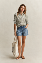 Load image into Gallery viewer, Gant Striped Classic Poplin Shirt in Country Green
