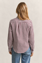 Load image into Gallery viewer, Gant Striped Classic Poplin Shirt in Darkened Wine
