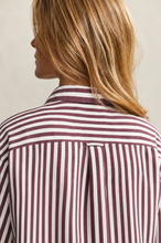 Load image into Gallery viewer, Gant Striped Classic Poplin Shirt in Darkened Wine
