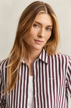 Load image into Gallery viewer, Gant Striped Classic Poplin Shirt in Darkened Wine
