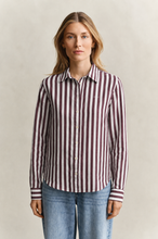 Load image into Gallery viewer, Gant Striped Classic Poplin Shirt in Darkened Wine
