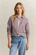 Load image into Gallery viewer, Gant Striped Classic Poplin Shirt in Darkened Wine
