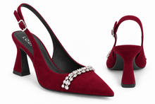 Load image into Gallery viewer, Lodi Nika Sling-Back High Heels in Burgundy
