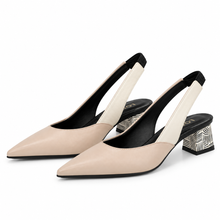 Load image into Gallery viewer, Lodi Dubay Block Heels in Nude/Black/White
