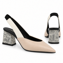 Load image into Gallery viewer, Lodi Dubay Block Heels in Nude/Black/White
