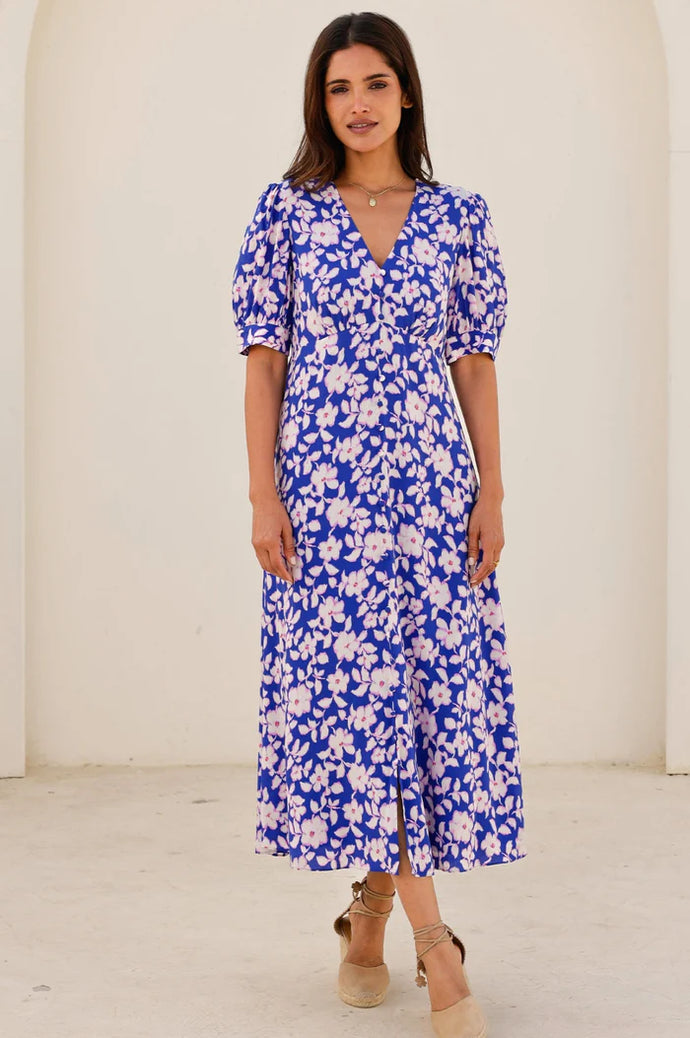 Aspiga Anne Tea Dress in Cobalt/Pink