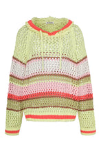 Load image into Gallery viewer, Liv Bergen Crochet Striped Hoodie in Lime Green
