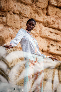 Herzen's Blouse 6170 in Silver Print with Orange