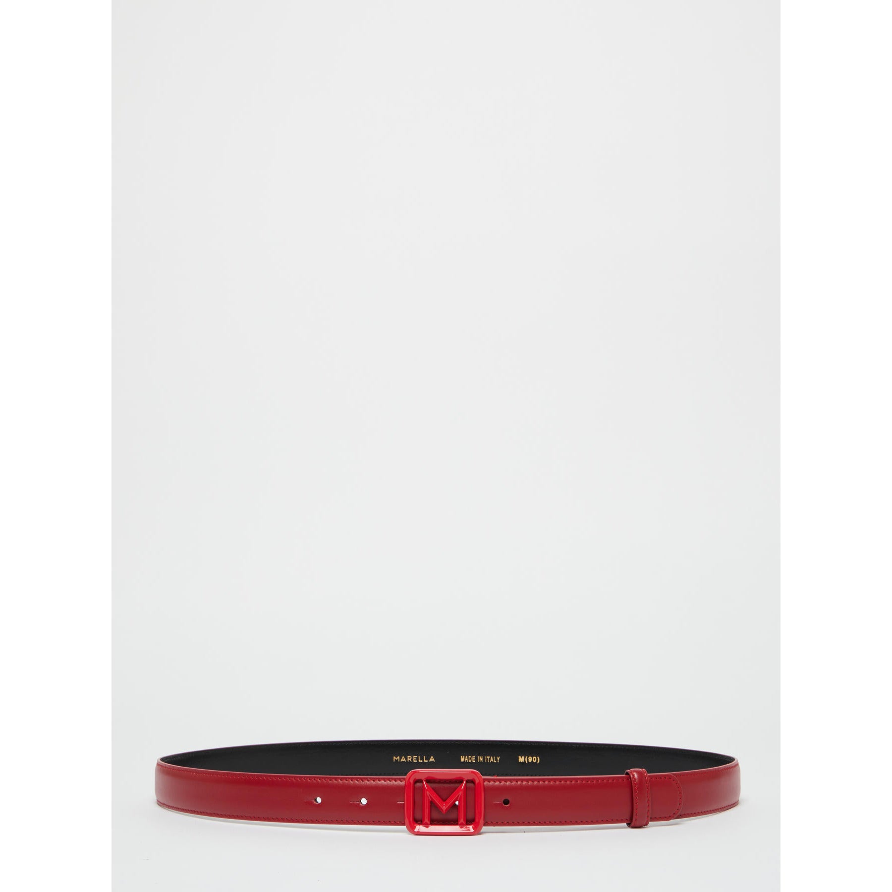MARELLA Red Leather Belt with M Logo Buckle Marella Acilia M-Belt in Red – Ela Maria main image 2