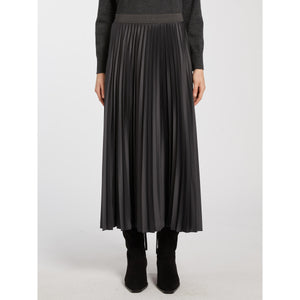 Marella Pontiac Pleated Skirt in Dark Grey
