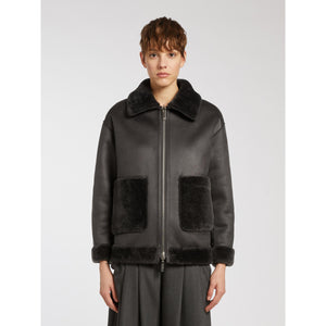 Marella Fresa Faux-Fur Jacket in Dark Grey