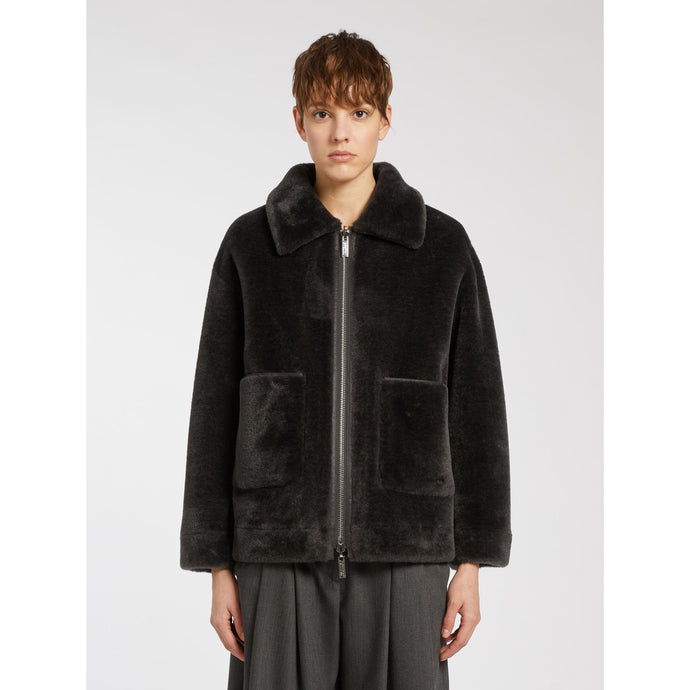 Marella Fresa Faux-Fur Jacket in Dark Grey