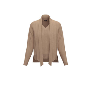 Emme Eroico Sweater with Neck Tie in Beige