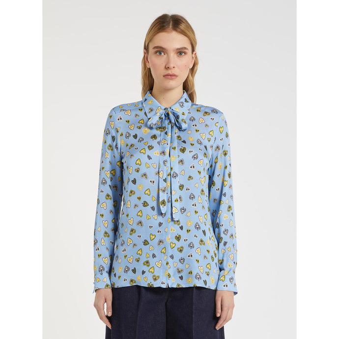 iBlue Kapok Blouse in Light Blue Hearts