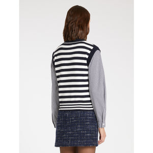iBlue Sapore Knited Gilet in NavyWhite