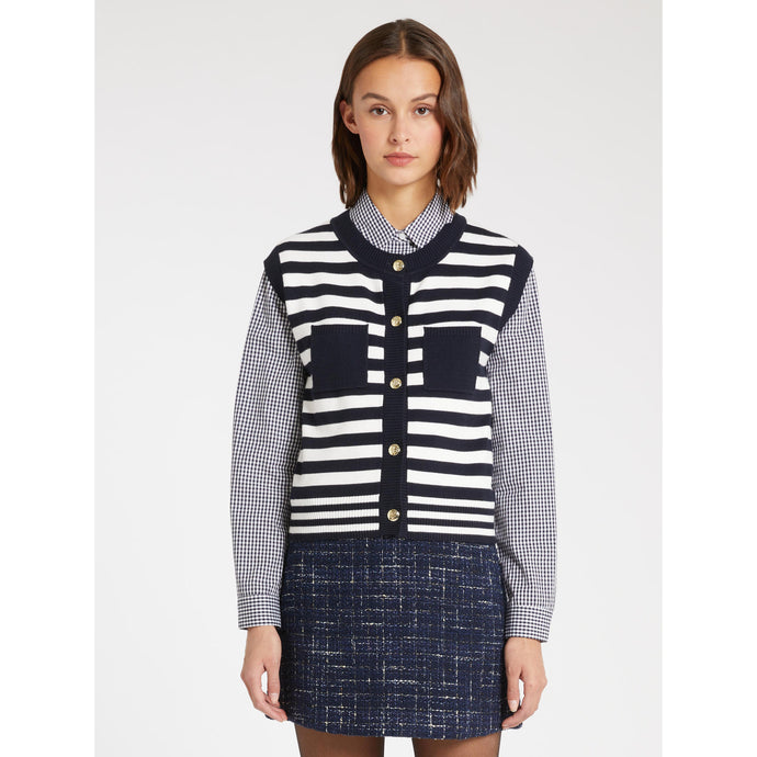 iBlue Sapore Knited Gilet in NavyWhite