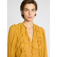 Load image into Gallery viewer, Marella Sfresco Tie-Neck Blouse in Mustard Yellow
