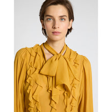 Load image into Gallery viewer, Marella Sfresco Tie-Neck Blouse in Mustard Yellow
