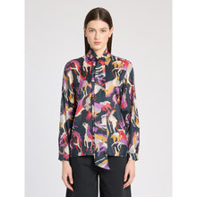 Load image into Gallery viewer, Marella Nastro Silk Blouse in Navy Horse Print
