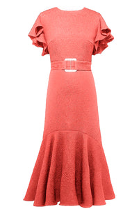 Edeline Dada Dress in Coral