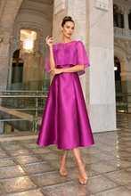 Load image into Gallery viewer, Fely Campo Midi Dress with Chiffon Bolero in Magenta
