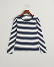 Load image into Gallery viewer, Gant Slim Stripe Ribbed Long T-Shirt in Navy
