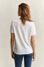 Load image into Gallery viewer, Gant Linen V-Neck T-Shirt in White
