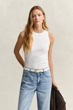 Load image into Gallery viewer, Gant High-Neck Rib Tank Top in White
