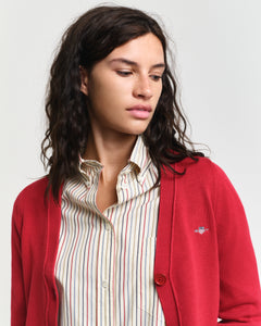 Gant Classic Cotton Cardigan in Ruby Red