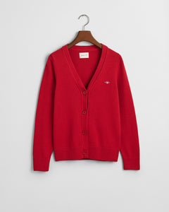 Gant Classic Cotton Cardigan in Ruby Red