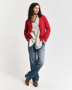 Gant Classic Cotton Cardigan in Ruby Red