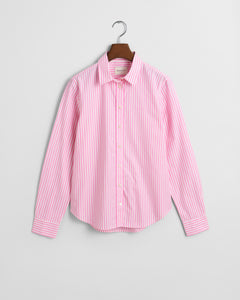 Gant Regular Fit Striped Poplin Shirt in Candy Pink