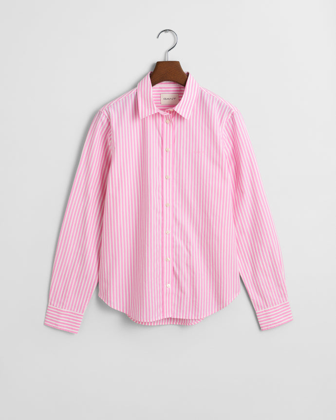 Gant Regular Fit Striped Poplin Shirt in Candy Pink