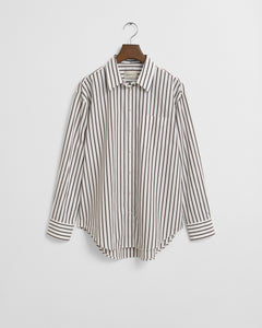 Gant Relaxed Fit Striped Shirt in Deep Brown