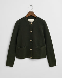 Gant Contrast Knit Jumper in Moss Green