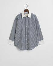 Load image into Gallery viewer, Gant Contrast Collar Striped Shirt in Blue
