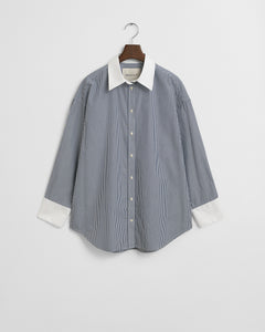 Gant Contrast Collar Striped Shirt in Blue