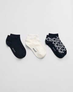 Gant Monagram Ankle Socks 3-Pack in Blue