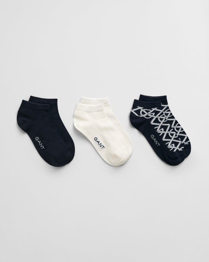 Gant Monagram Ankle Socks 3-Pack in Blue