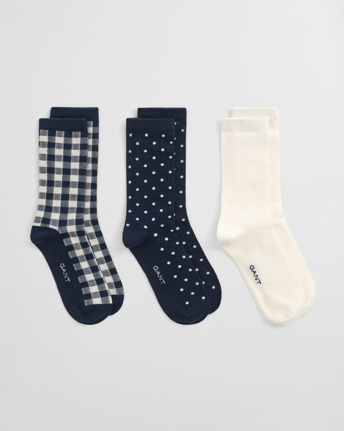 Gant Dot & Gingham Check Socks in Blue