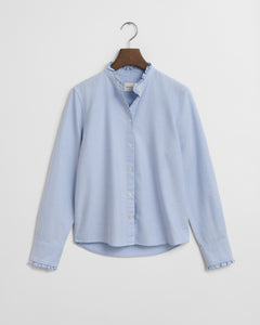 Gnat Classic Oxford Frill Blouse in Light Blue