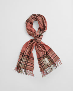 Gant Tartan Check Wool Scarf Faded Brick